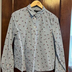Banana Republic Quinn Boyfriend shirt with rosebud and stripe print